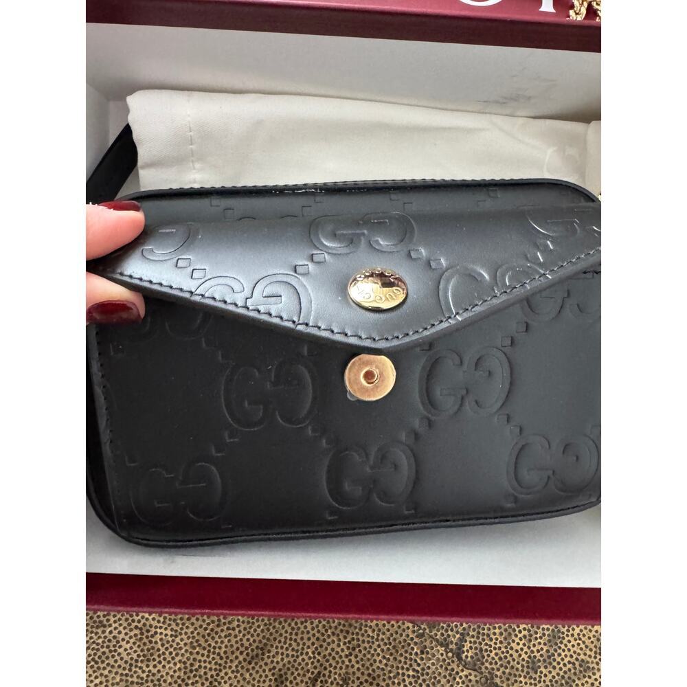 Gucci GG Super Mini Shoulder Bag Black Leather with Chain Strap Brand BNIB - Picture 10 of 11